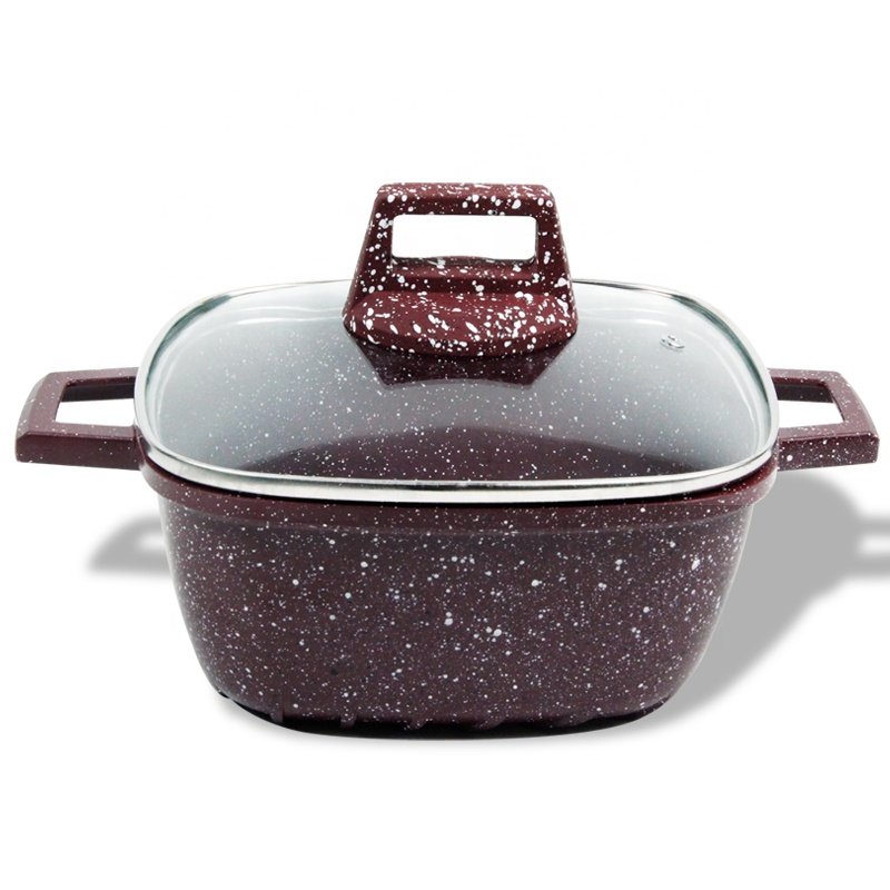 brownish red square die cast aluminium nonstick coating casserole sets