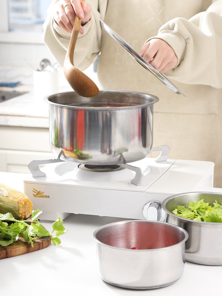 Wholesale Kitchen Cooking Stock Pot Set Modern Stainless Steel 3PCS Cookware with Cover Sustainable Camping Cookware