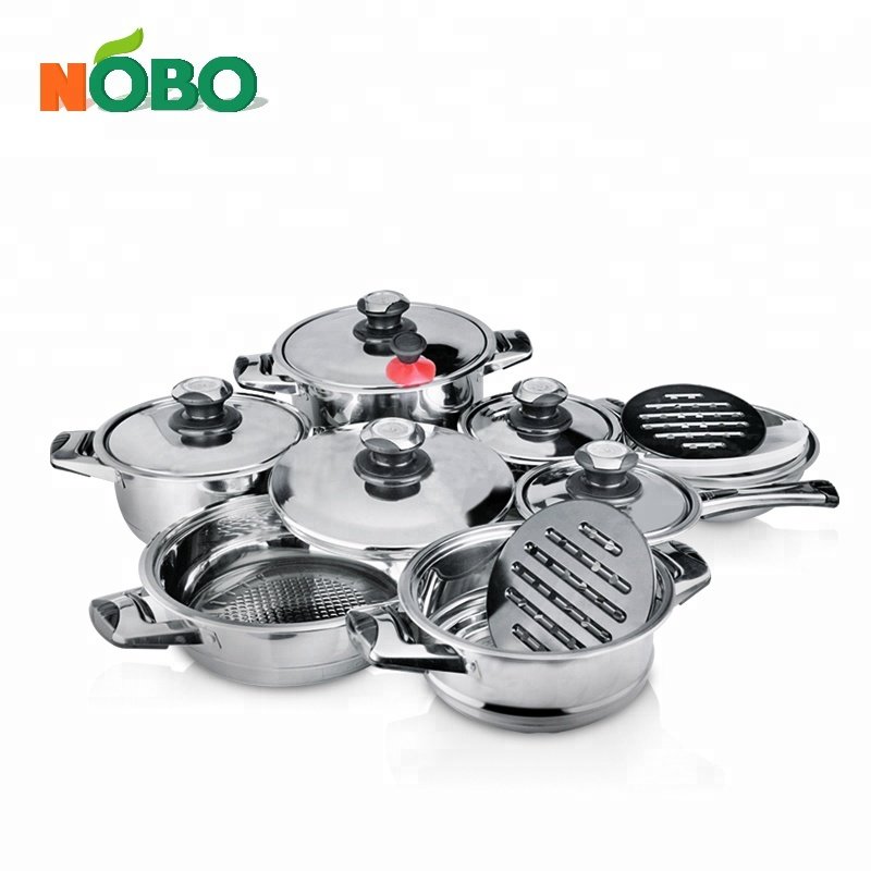 Super Capsuled Bottom New Design 16 pcs set Stainless Steel Induction Cookware Set