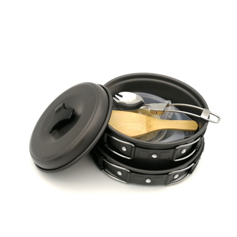 Outdoor portable 9 pieces camping cookware set for 1-2 people M0342