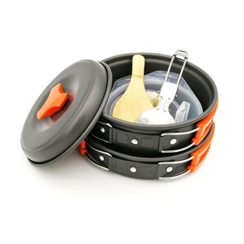 Outdoor portable 9 pieces camping cookware set for 1-2 people M0342