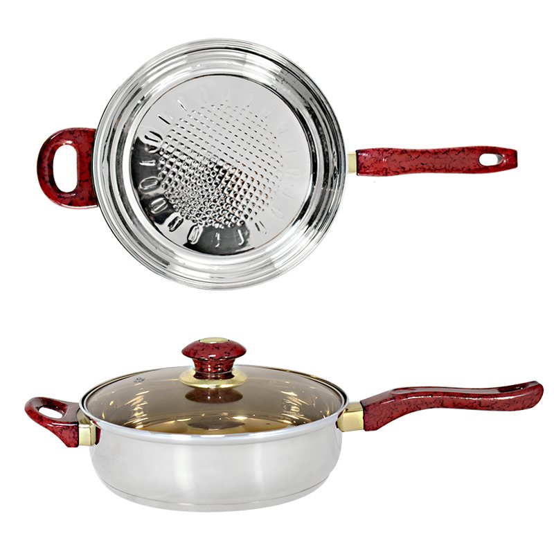 Hot Sell Heavy Metal Luxury Stainless Steel Granite Cookware Sets Grid Frypan