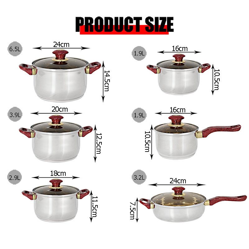Hot Sell Heavy Metal Luxury Stainless Steel Granite Cookware Sets Grid Frypan