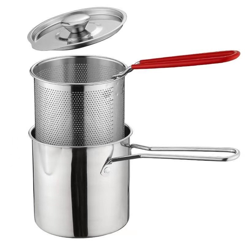 2023 New Modern Non-Stick Cookware Set 304 Stainless Steel Deep Fryer with Stainless Steel Handles Cooking Oil for Fried Food