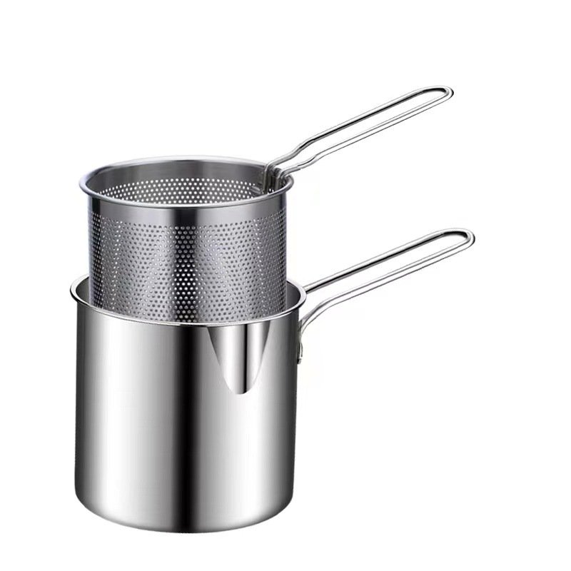 2023 New Modern Non-Stick Cookware Set 304 Stainless Steel Deep Fryer with Stainless Steel Handles Cooking Oil for Fried Food