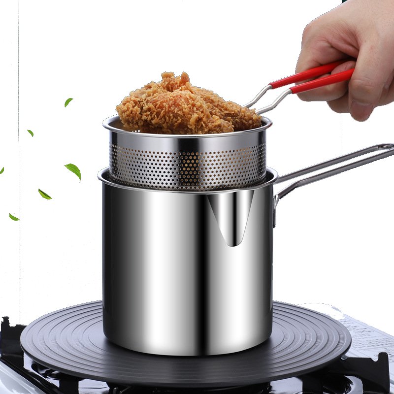2023 New Modern Non-Stick Cookware Set 304 Stainless Steel Deep Fryer with Stainless Steel Handles Cooking Oil for Fried Food