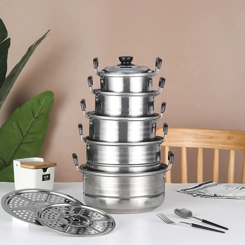 Sell well Stainless steel for kitchen multifunction steamer pot set five piece cooking pot set soup pot cookware set