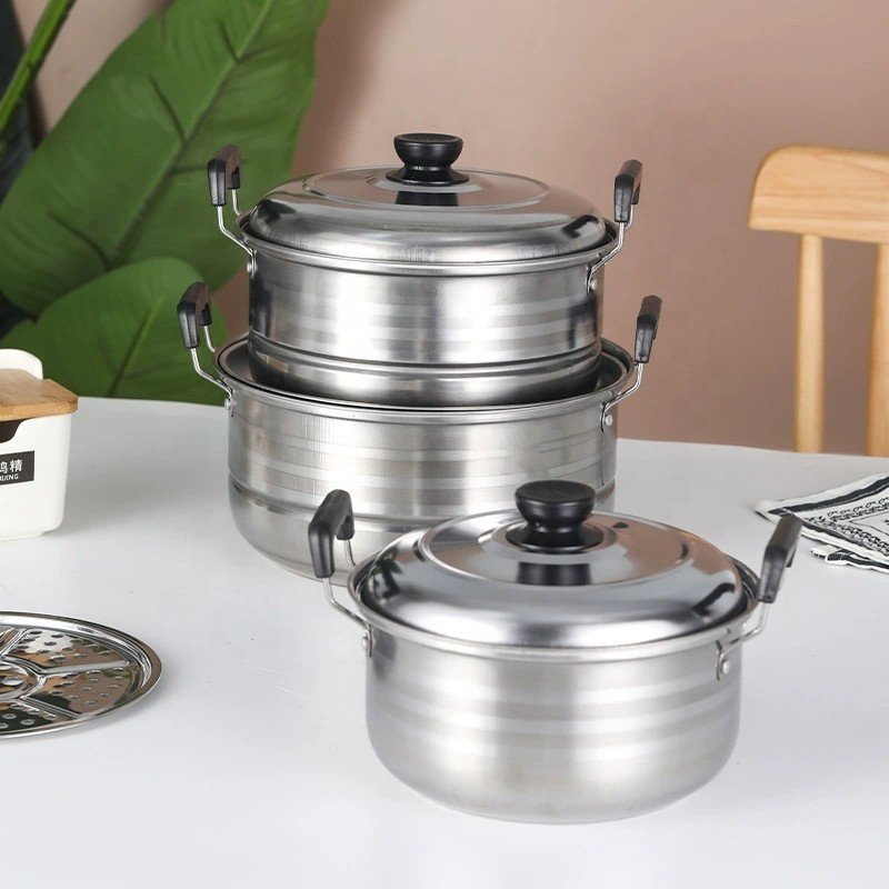 Sell well Stainless steel for kitchen multifunction steamer pot set five piece cooking pot set soup pot cookware set