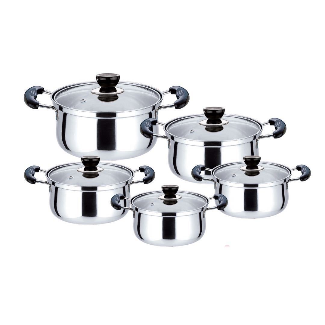 Classic Luxury Stainless Steel Soup Pot Set Casserole 10pcs Cooking Pot Set Cookware Set Kitchen
