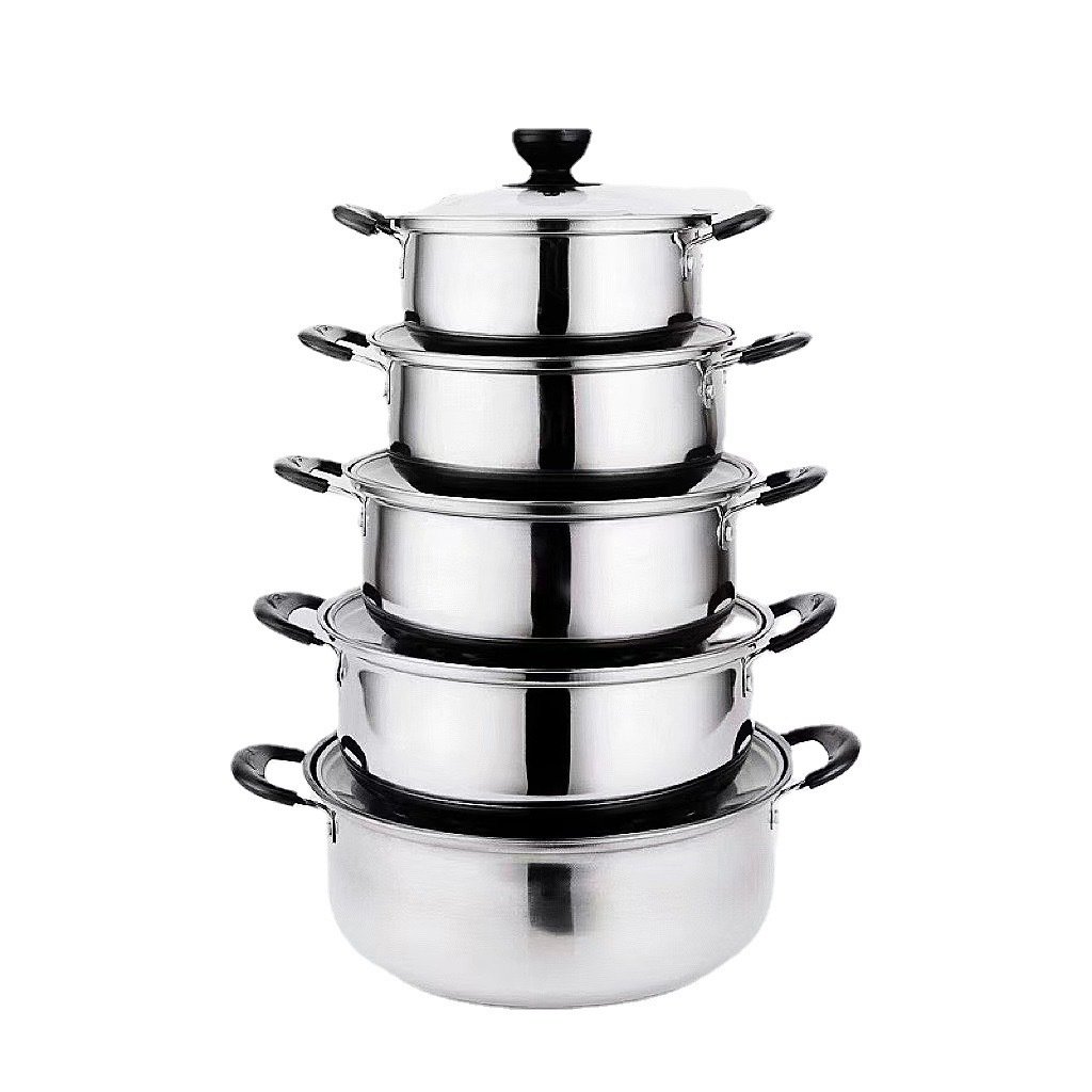 Classic Luxury Stainless Steel Soup Pot Set Casserole 10pcs Cooking Pot Set Cookware Set Kitchen