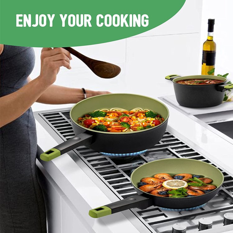 Pot Set Cookware Soup Pots Non Stick Coating Frying Pan Sets Manufactory Aluminum Forged Aluminum China Kitchen Metal Modern