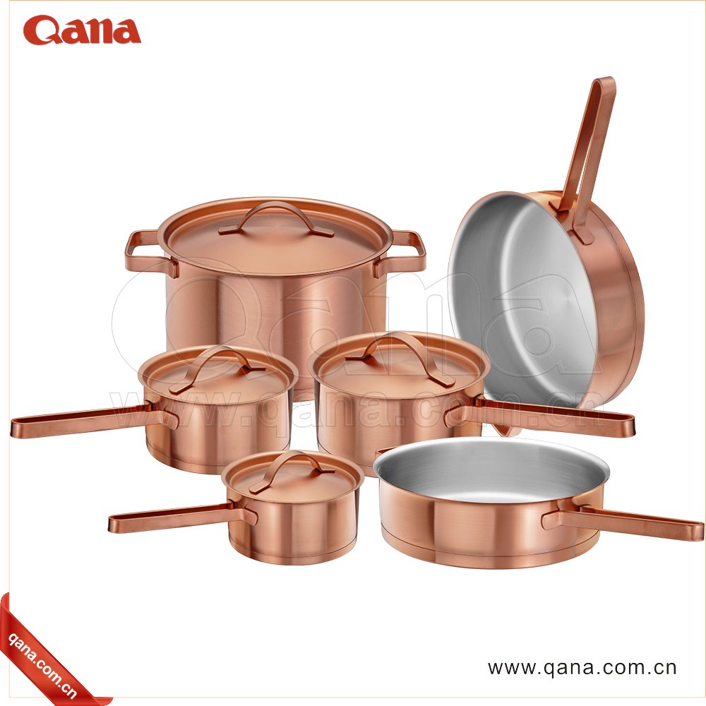 QANA Factory Wholesale OEM Pan Pot Stainless Steel induction Cookware cooking pot and pans Utensils steamer copper pot non stick