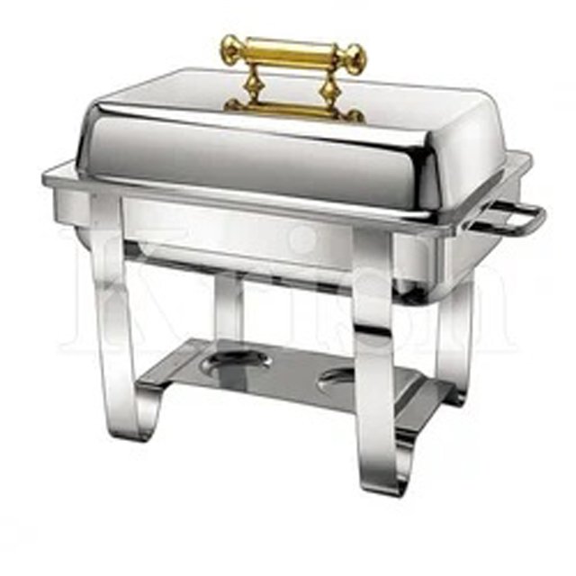 Luxurious Gold Plated Stainless Steel Food Warmer Chaffing Dish with Glass Lid and Holder fashionable trending design