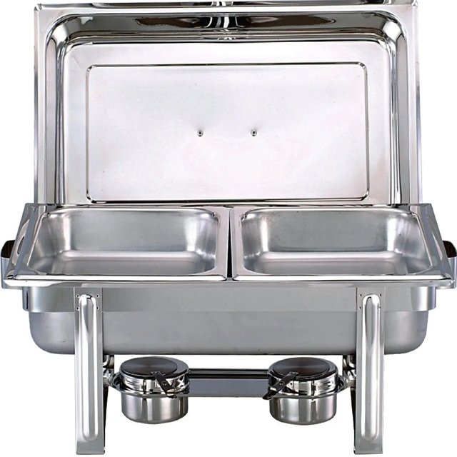 Luxurious Gold Plated Stainless Steel Food Warmer Chaffing Dish with Glass Lid and Holder fashionable trending design