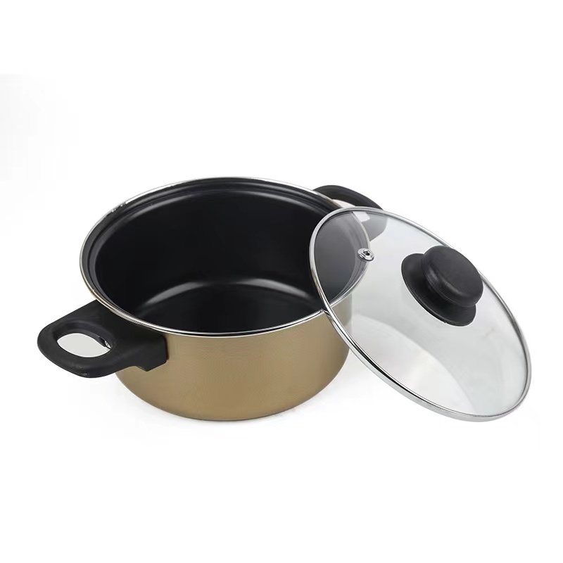Multi Colors Wholesale Aluminum Pots with Glass Lid Soup Pot Casserole Cooking Tools 10pcs s Soup Pot Casserole Cookware Sets
