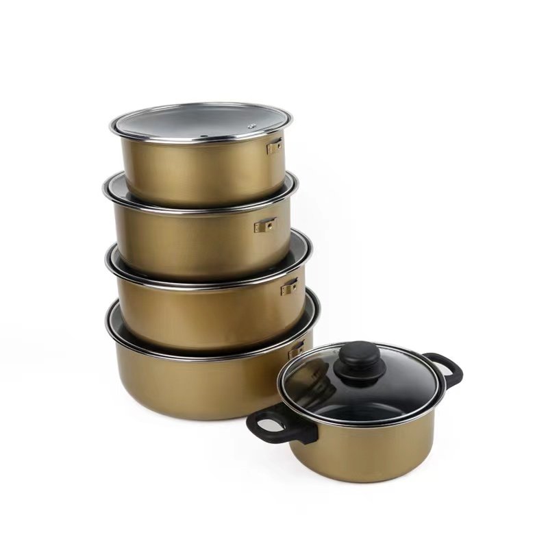 Multi Colors Wholesale Aluminum Pots with Glass Lid Soup Pot Casserole Cooking Tools 10pcs s Soup Pot Casserole Cookware Sets