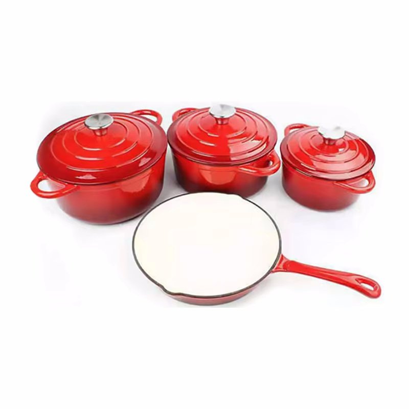 2024 High Quality Enamel Cast Iron Casserole Grill Pan Cookware Set