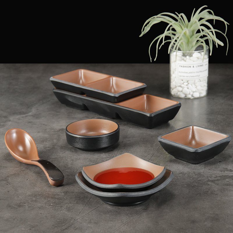 Hotel Restaurants Retro Style Full Sets Dinnerware 12 People Serving Spoon Tea Cups & Saucers Set Melamine Dishes