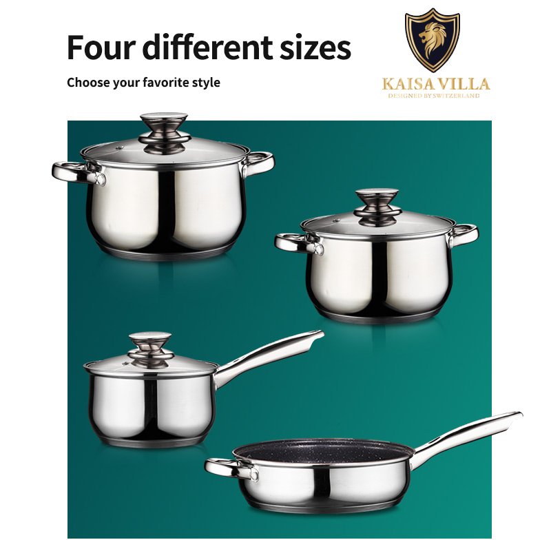 KAISA VILLA W2002 Stainless Steel Cookware Sets Drop Shipping Non Stick Kitchen Cooking Pot Set Kitchenware Factory