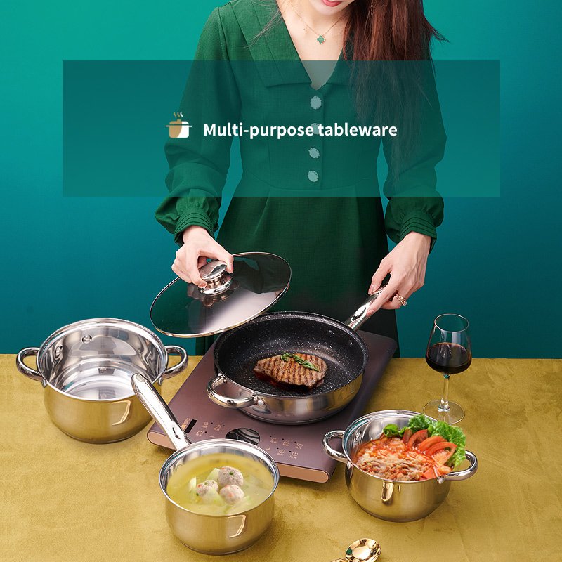 KAISA VILLA W2002 Stainless Steel Cookware Sets Drop Shipping Non Stick Kitchen Cooking Pot Set Kitchenware Factory