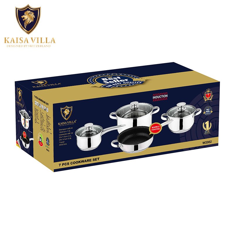 KAISA VILLA W2002 Stainless Steel Cookware Sets Drop Shipping Non Stick Kitchen Cooking Pot Set Kitchenware Factory