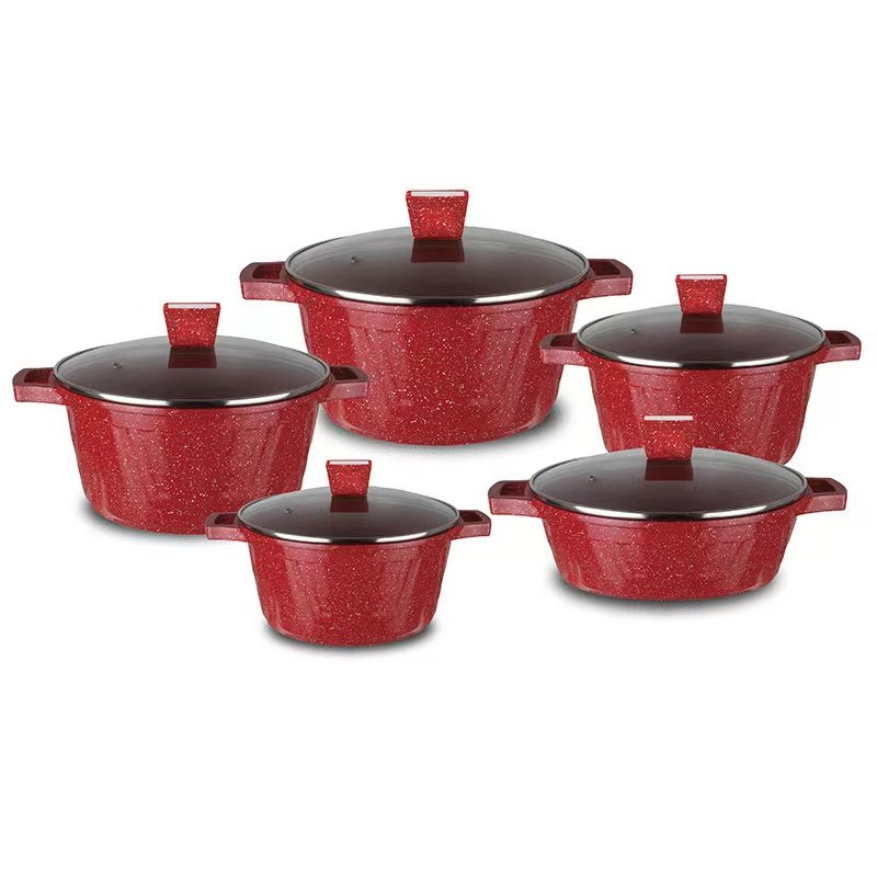 High quality Granite Aluminum cookware set 10pcs non-stick kitchen pots cookware sets