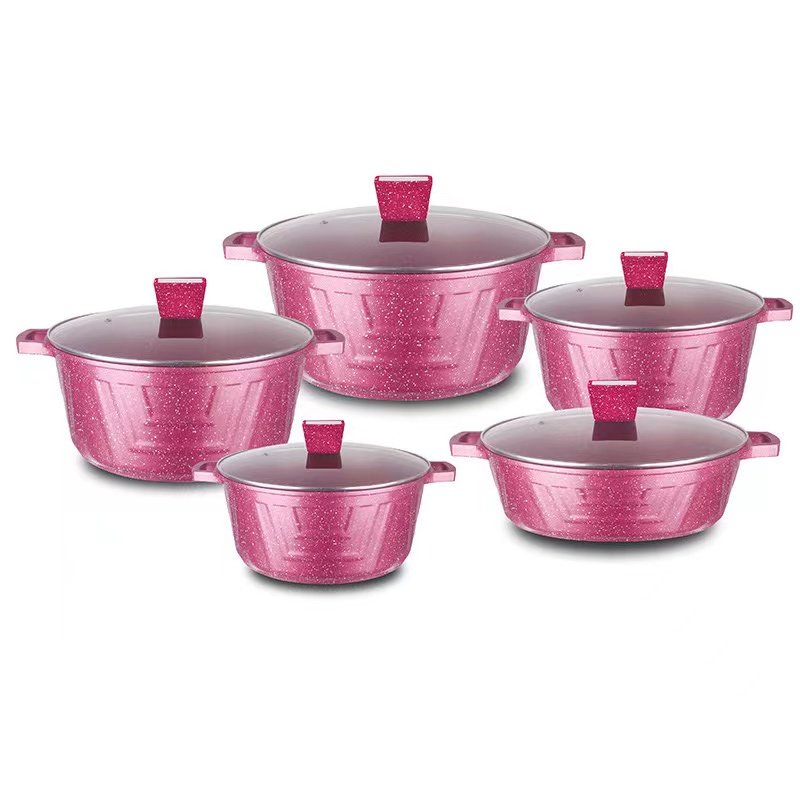 High quality Granite Aluminum cookware set 10pcs non-stick kitchen pots cookware sets