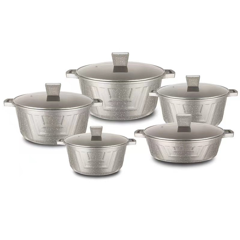 High quality Granite Aluminum cookware set 10pcs non-stick kitchen pots cookware sets