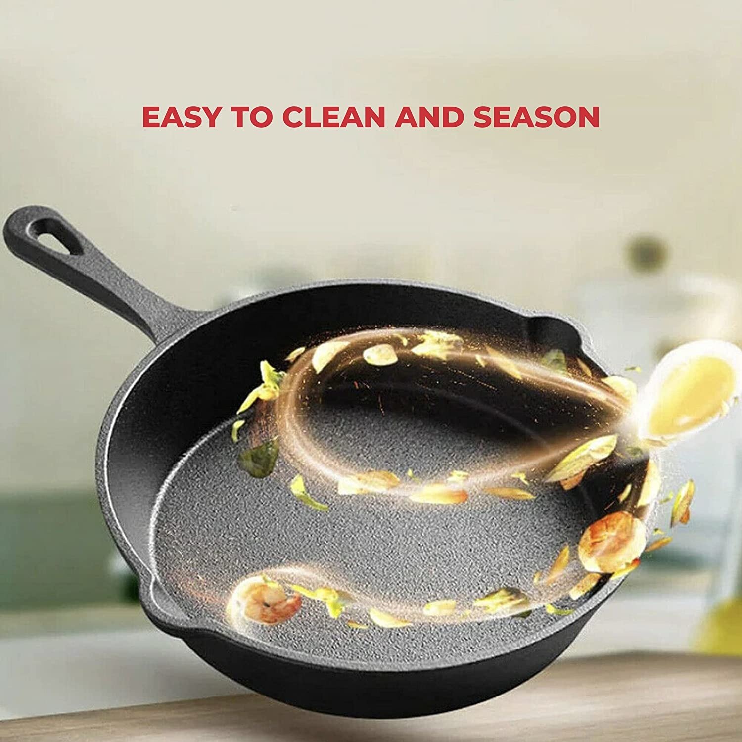 Hot sale Cast iron integral handle frying pan Home kitchen cookware sets frying pan cast iron casserole sizzler pan