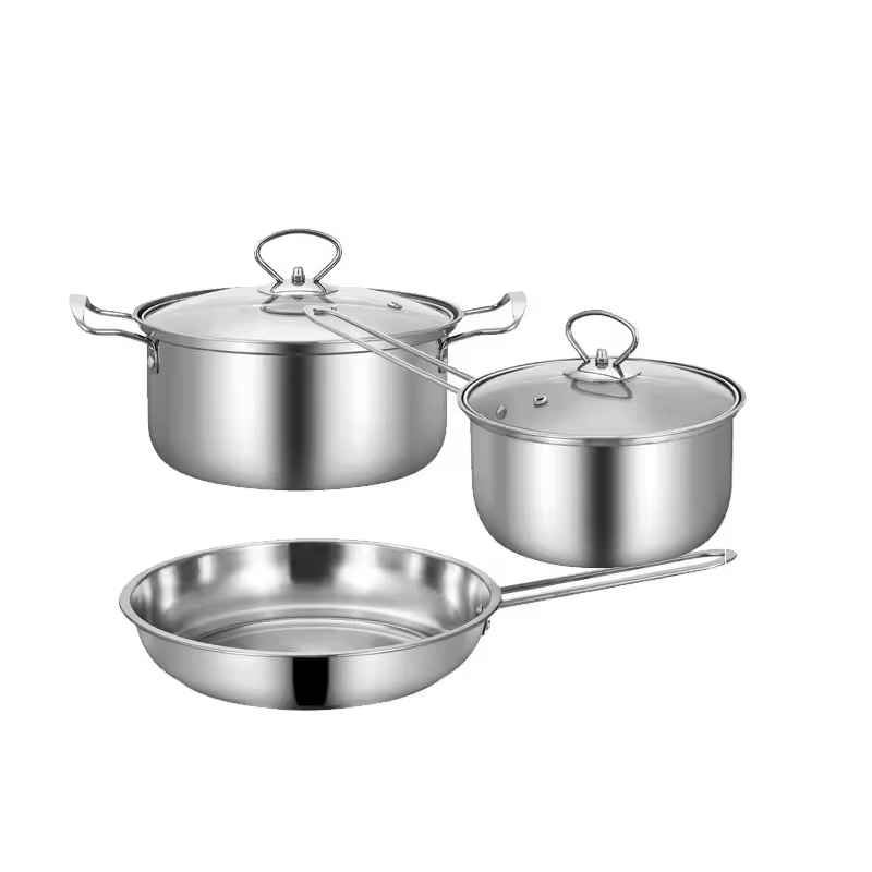 Induction Cooking Pot Cookware Set Non-Stick Stainless Steel Pots And Pans Kitchenware Frying Pan Metal Saucepan Stockpot Set