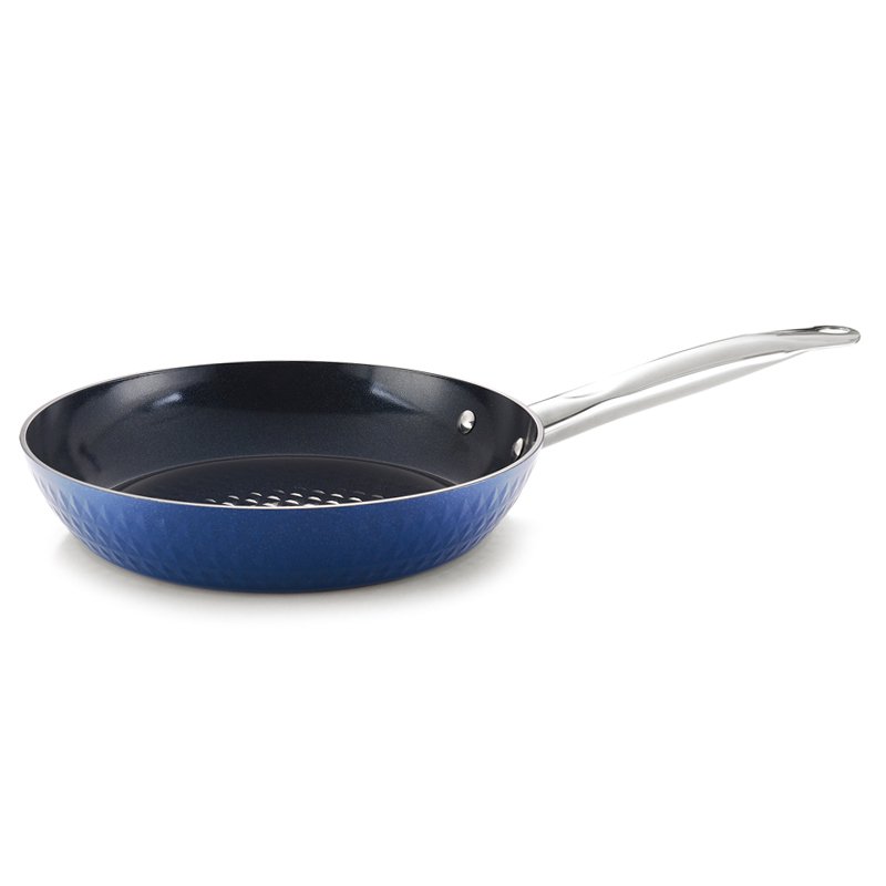 new blue color diamond nonstick pan with Induction bottom 8'' 9.5'' 10'' with glass lid Cookware Set