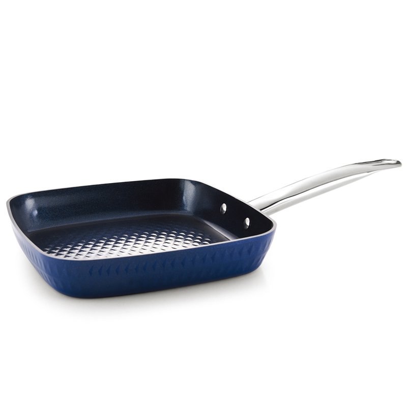 new blue color diamond nonstick pan with Induction bottom 8'' 9.5'' 10'' with glass lid Cookware Set