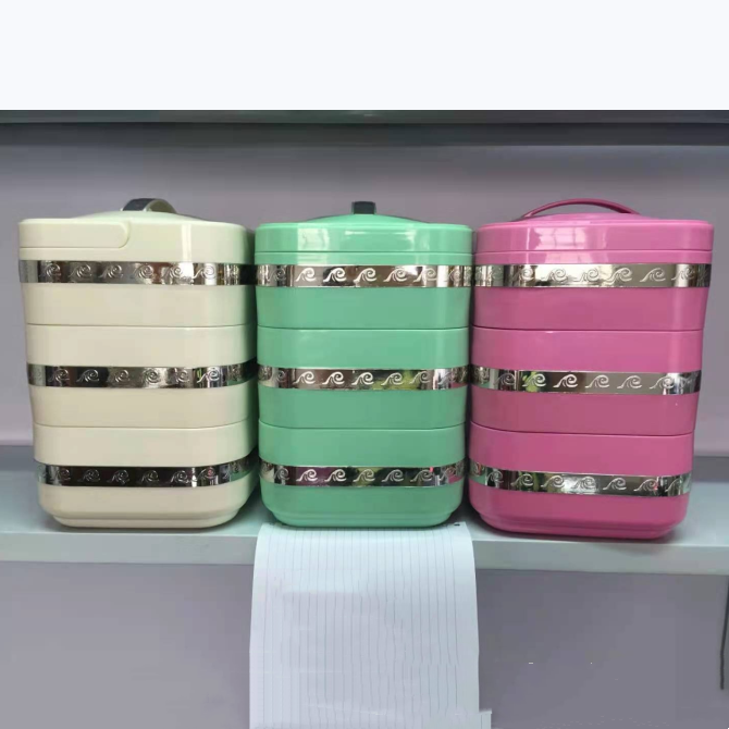Three layers Stainless Steel Thermal Food Container Insulated Lunch Box Container Food Warmer Container with Handle