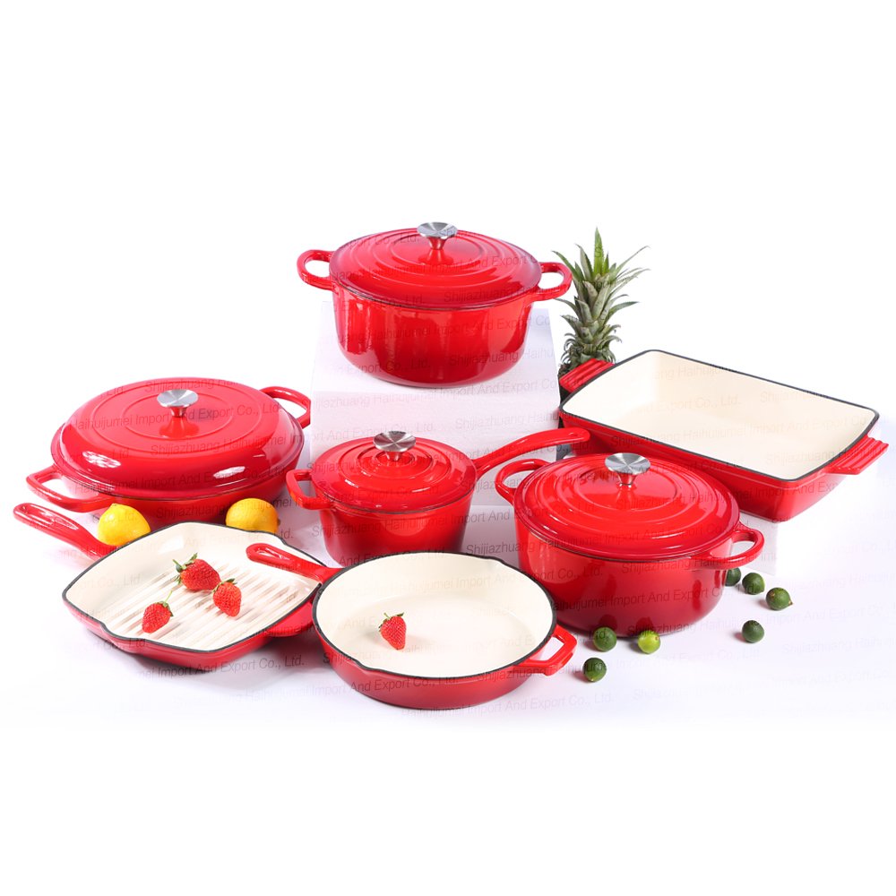 Wholesale Luxury Cast Iron Cookware Set Durable Enamel Kitchenware Casserole Pot Cooking Accessories Home Food Use Made