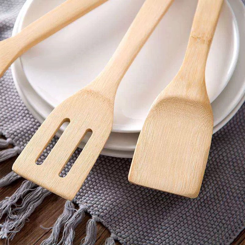 Bamboo Kitchen Utensils,8 Pieces Cooking Utensils Set with Holder Kitchen Utensils Set Cookware