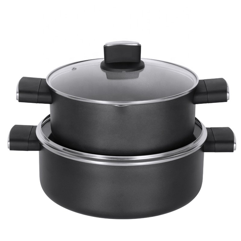 Europe hot sell grey Pressed aluminum kitchen ware non stick coating Cooking pots cookware sets