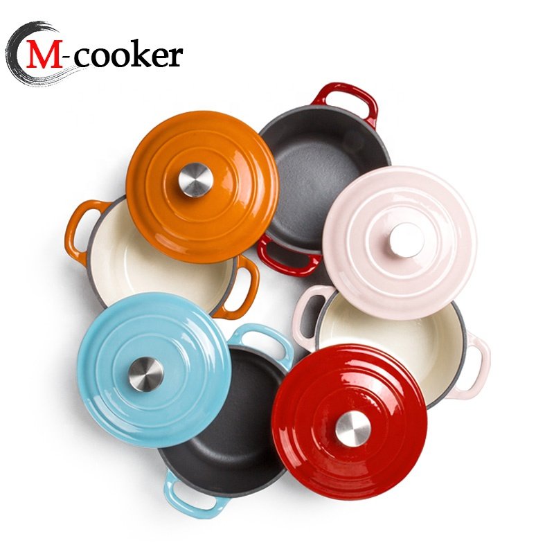 Custom Logo Wholesale Kitchen Cooking Cast Iron Enamel Dutch Oven Pots Casseroles small size pot -16cm