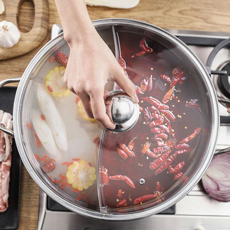 201 Stainless Steel Hot Pot With Glass Lid Pot Multi-user Hotpot Shabu Pots For Cooking