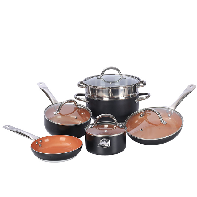 Best Sellers aluminium cookware set In Stock Nonstick Cookware Set with Rotisserie Assiettes Pots for Home Kitchen