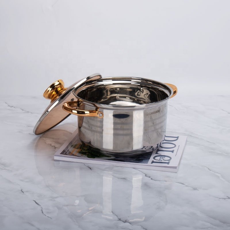 12Pcs Cooking Pots And Pans Stainless Steel Gold Cooking Pots Nonstick Kitchen Cookware Sets Metal Pot Set Stocked