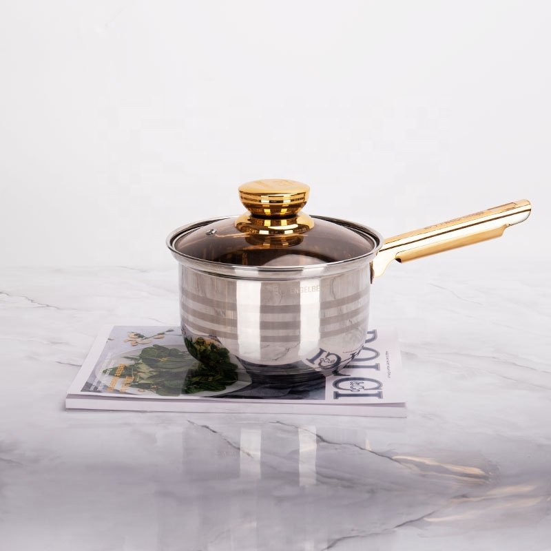 12Pcs Cooking Pots And Pans Stainless Steel Gold Cooking Pots Nonstick Kitchen Cookware Sets Metal Pot Set Stocked