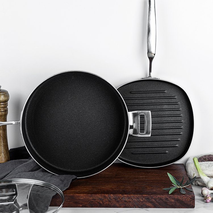 Manufacturer Nonstick Cookware Set Black Casseroles Wok Pan Durable Stainless Steel Pans