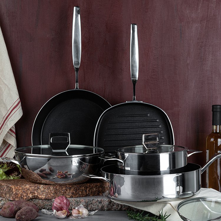 Manufacturer Nonstick Cookware Set Black Casseroles Wok Pan Durable Stainless Steel Pans