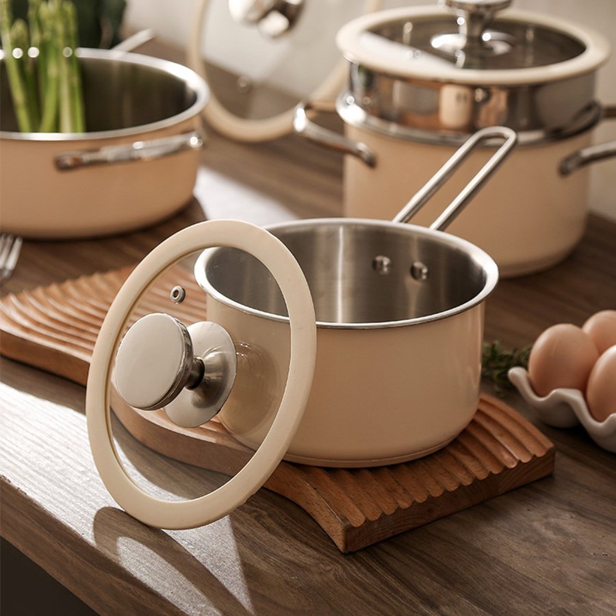 Customizable Luxury 304 Stainless Steel Sustainable Soup Pot Set Cooking Non-stick Cookware Set With Glass Lid