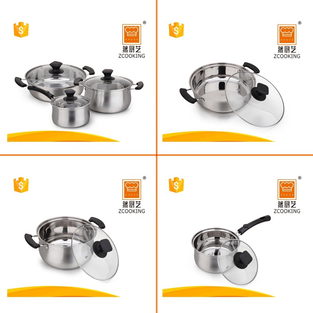3PCS Stainless Steel Cookware Set Soup Pot Cookware Set With Milk Pot
