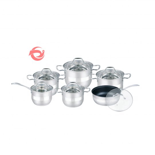 Hot Sale High Quality Stainless Steel Suitable For Induction Bottom Glass Lid New Arrival Casserole Cookware Set
