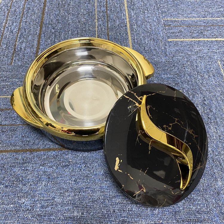 Yellow Luxury 3 Pcs Set 1.5L+2L+2.5L Home Use Insulated Stainless Steel portable thermal Hot Pot Food Warmer Casserole Container