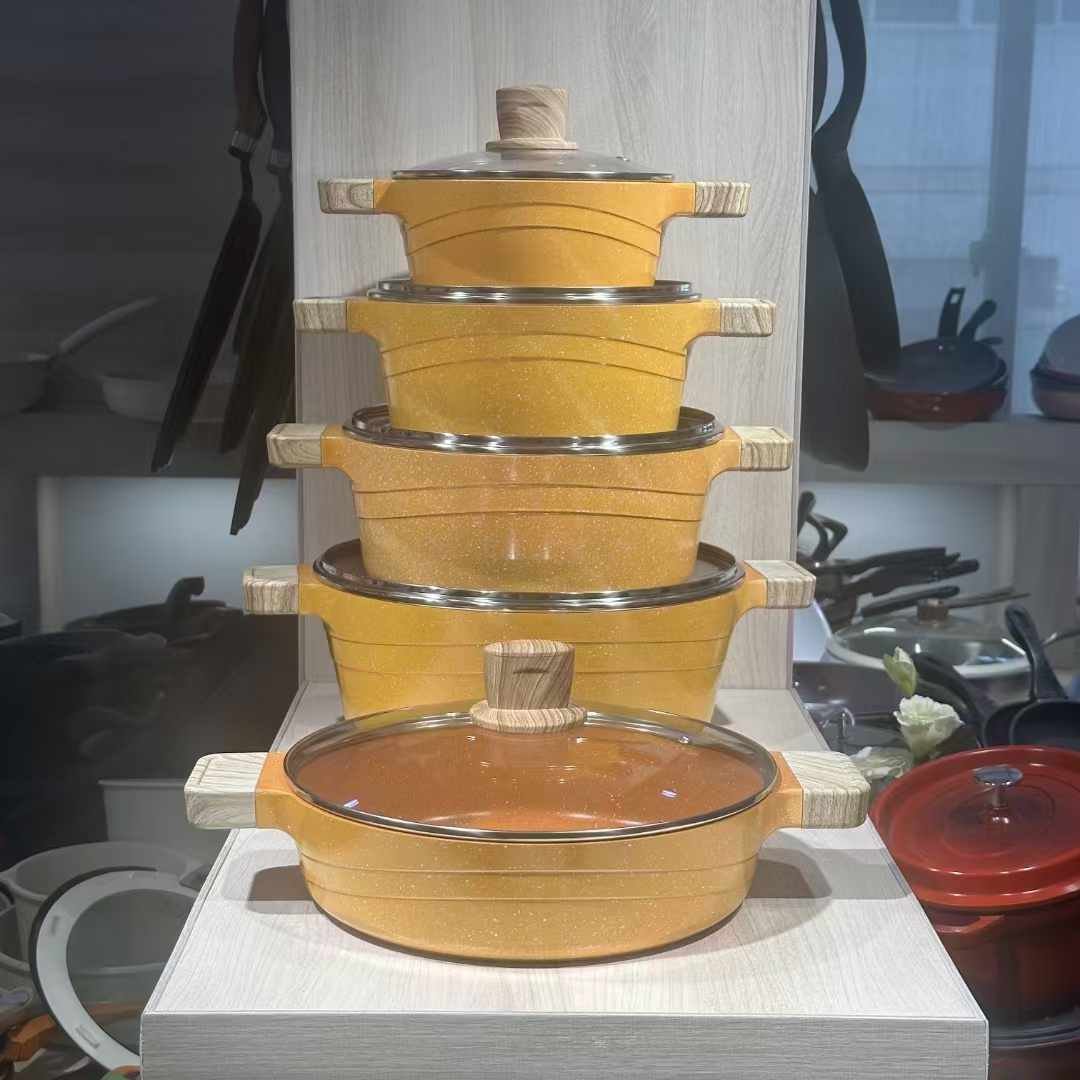 2025 wholesale 10pc piece set pot set gift kitchen non stick soup pot molds aluminum pot set