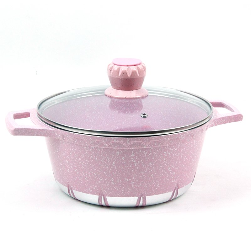 10pcs pinkish purple die cast aluminium ceramic non stick cookware casseroles set