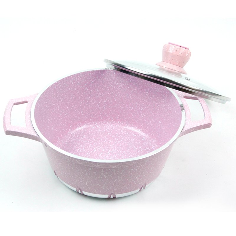 10pcs pinkish purple die cast aluminium ceramic non stick cookware casseroles set